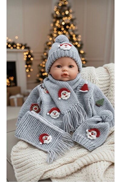örgü New Year Themed 3-Piece Baby Set
