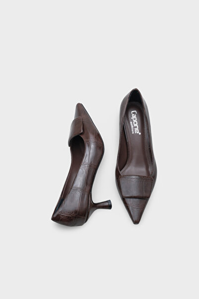 Capone Outfitters Γυναικεία καθημερινά κομψά παπούτσια με μεσαίο τακούνι με σχέδιο κροκόδειλου