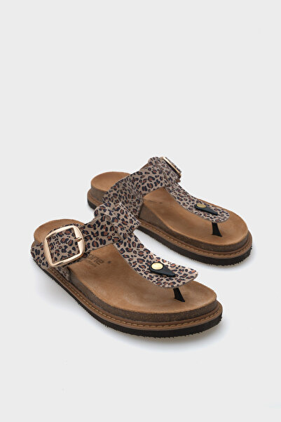 Capone Outfitters Papuci de damă Flip Flop Leopard din piele
