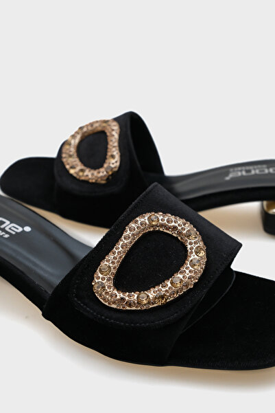 Capone Outfitters Dámské pantofle na krátkém podpatku Malva s kulatou tupou špičkou a kamennou přezkou