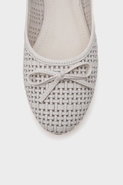 Capone Outfitters Ava Genuine Leather Straw Printed Women's Ballerinas