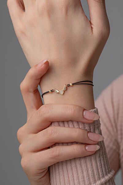 Kolyecik 14 Ayar Altın İpli Kanatlı Kalp Bileklik