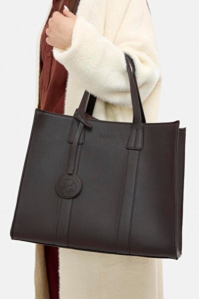 beebi حقيبة العناية بالطفل - حجم كبير - متعددة الأقسام - بني