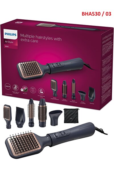 Philips Professional 2 in 1 Air Brush and Styler Series 5000 Ionic Care 5 Attachments 3 Settings 1000 Watts (BHA530/03)