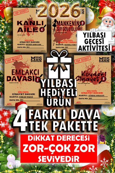 MUS Kutu Oyunları Dedektif Oyunu 4 Farklı Dava Dosyası Tek Paket Cinayet Çözme Katil Kim Suçlu Bulma Oyunu
