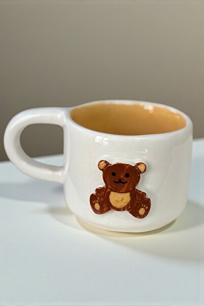 YUUGI CERAMIC El Yapımı Seramik Kupa 3D Ayıcık Figürlü Kupa Bardak 200ml Mug