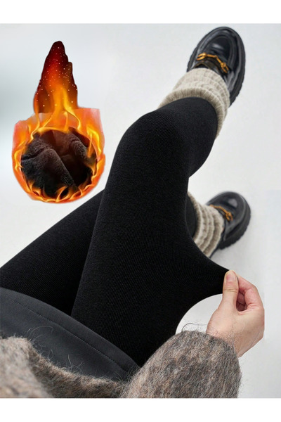 MİSTİRİK Ravena Model Curve Warm Plush Inside Flexible Thermal Socks Black Color