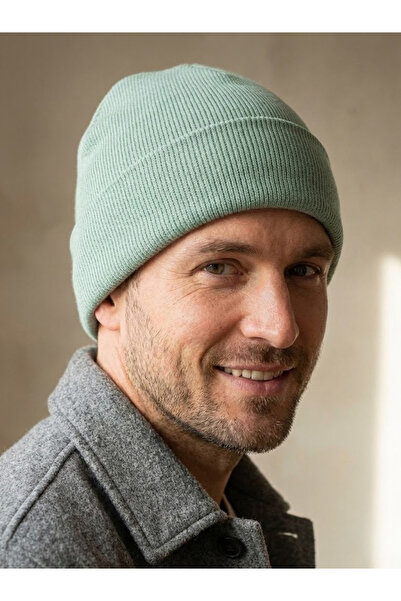 OnMyHead Πλεκτό καπέλο με πτυσσόμενο σχέδιο σε νεροπράσινο χρώμα