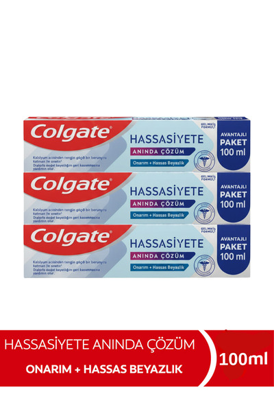 Colgate HASSASİYETE ANINDA ÇÖZÜM, ONARIM+HASSAS BEYAZLIK AVANTAJLI PAKET 100ML (3 ADET)
