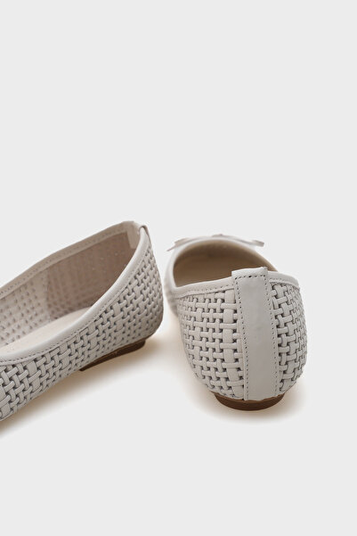 Capone Outfitters Ava Genuine Leather Straw Printed Women's Ballerinas