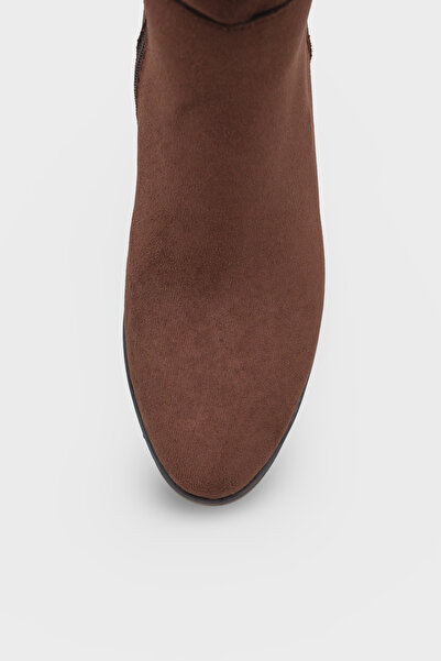 Capone Outfitters Γυναικείες μπότες από σουέτ με φερμουάρ στο πλάι και τακούνι Cathrine Oval Toe