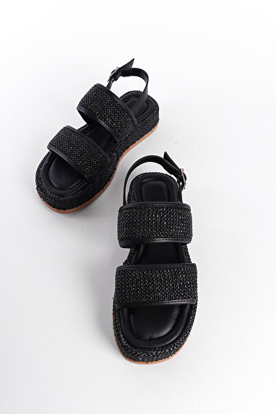 Capone Outfitters Straw Double Strap Flat Heel Women's Sandals