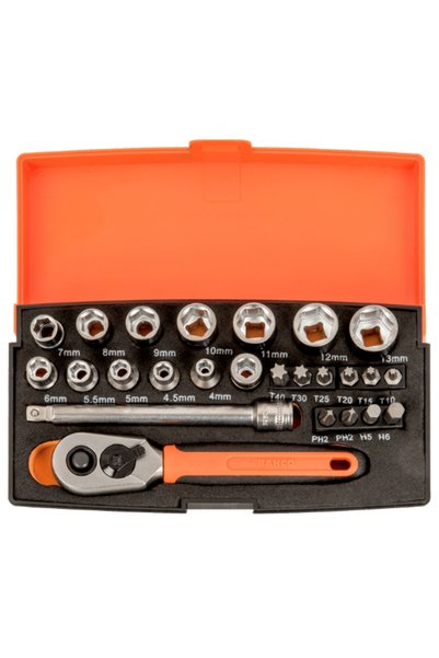 Bahco Professional 25 Piece Ratchet Socket and Bit Set 1/4'' Sl25