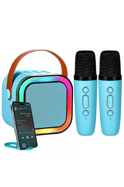 Primo Plus Mini Karaoke Machine for Kids Adults, Portable Bluetooth Speaker with 2 Wireless Microphones