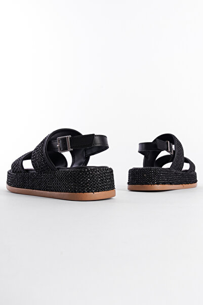 Capone Outfitters Straw Double Strap Flat Heel Women's Sandals