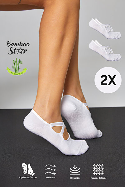bamboo star Șosete de balerină pentru femei din bambus, cu talpă anti-aluneca...