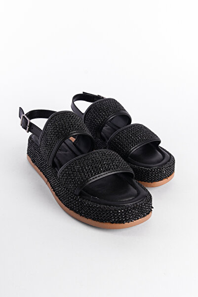 Capone Outfitters Straw Double Strap Flat Heel Women's Sandals