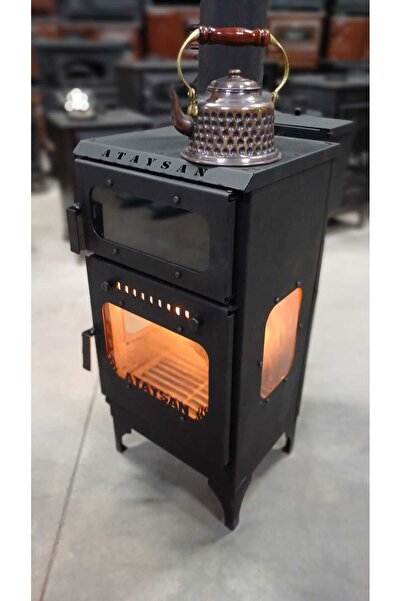 ATAYSAN TİCARET Peletli ve Odunlu Kalın Sac Kaliteli Otantik Şömine 10 Kg Pelet Kapasiteli Şömine