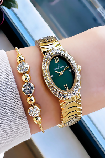 Daniel Klein Original Women's Wristwatch, Cut Glass Waterproof Gold Silver Steel Band - Bracelet Gift Dkby2050C2