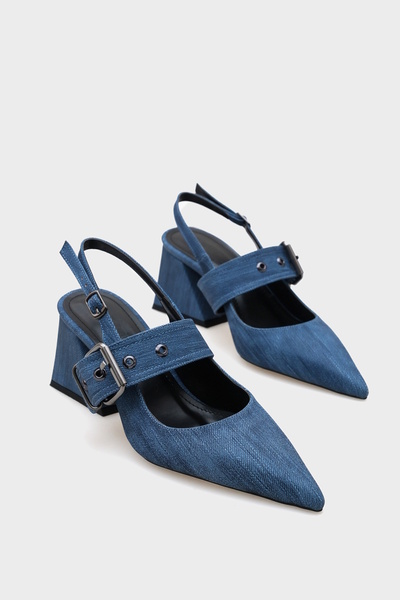 Capone Outfitters Detailní dámské boty na tlustém podpatku Riva s otevřenou zadní přezkou