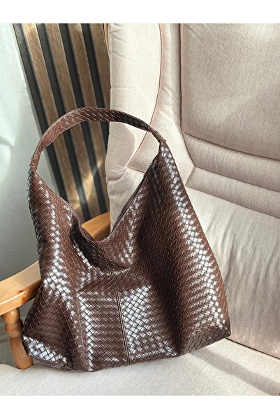 FirstRoseStore Kahverengi Bombelli Tek Askılı Geniş Omuz Çantası