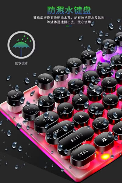 CROW'S TECH RGB Işıklı USB Kablolu Klavye Mouse Seti Ultra Slim Suya Dayanıklı Klavye Mause seti