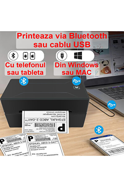 OptimStar Thermal label and AWB printer, 110 mm paper, 203 DPI, 150 mm/s, Bluetooth, USB, Black