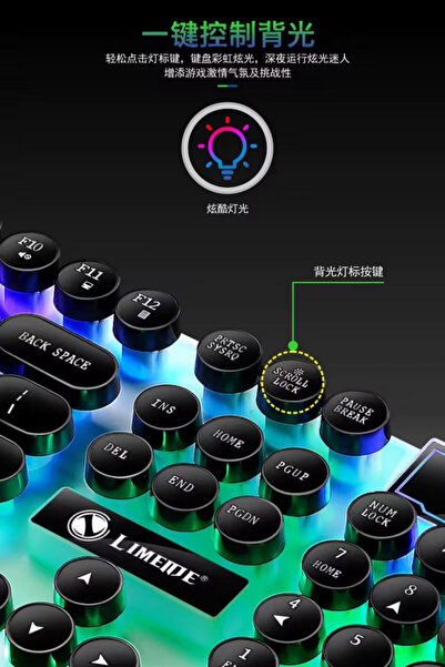 CROW'S TECH RGB Işıklı USB Kablolu Klavye Mouse Seti Ultra Slim Suya Dayanıklı Klavye Mause seti