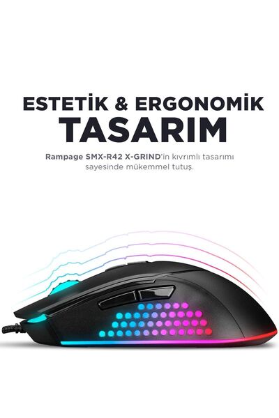 Rampage Smx-r43 X-grind Usb Siyah 6400 Dpi Rgb Led Efektli Gaming Oyuncu Mouse