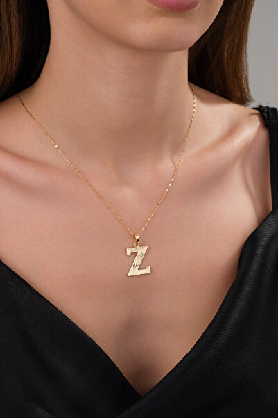 Zeynepli gold & jewelry 14 Ayar Altın Press Füzyon Z Harfli Kolye