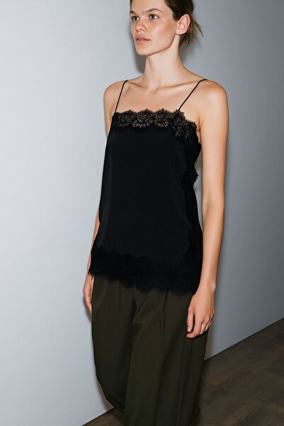 DEEP BEACH Μπλούζα με λουράκια με δαντέλα άνοιγμα