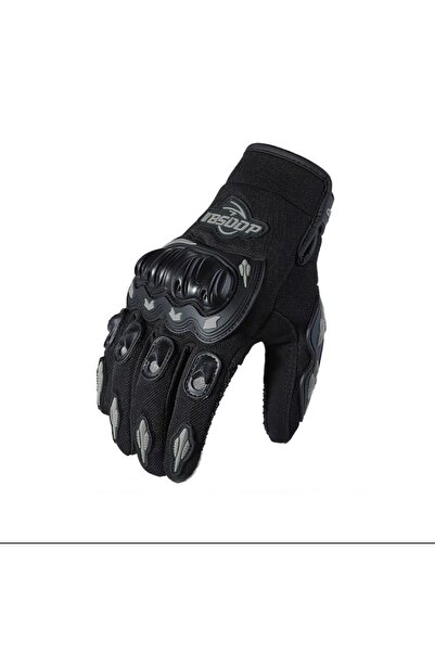 Schulzz Unisex Siyah Profesyonal Korumalı Motosiklet Eldiveni Dokunmatikli Motorsiklet Large