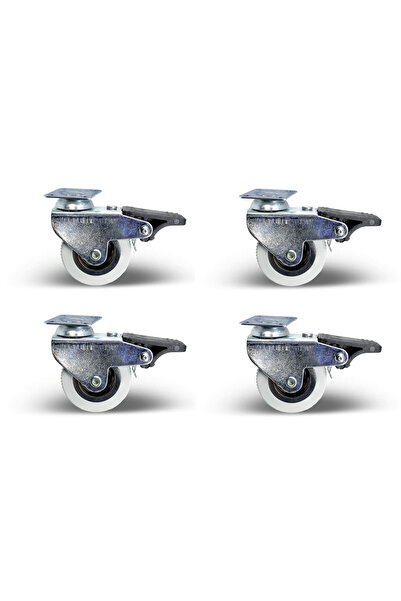 MOBAKS Mobaksaksesuar 50x20 Gri Döner Tablalı Frenli Teker 4 Adet