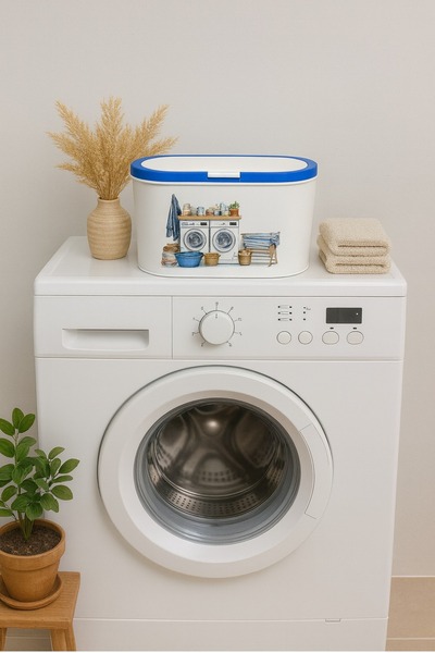 decorev Kapaklı Metal Deterjan Saklama Kutusu – Deterjan, Mandal ve Temizlik Düzenleyici DC-6769