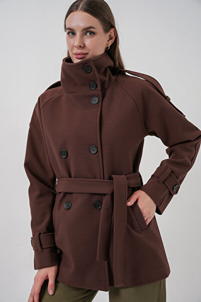 Bigdart Women's Belted Cashmere Coat 9162 - Brown