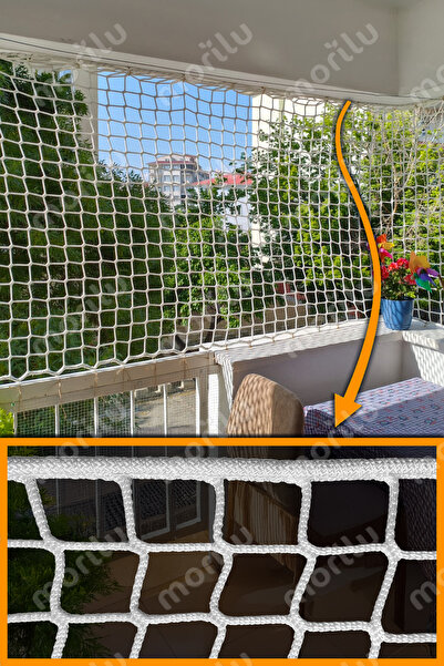 Morilu Balkon Güvenlik Perdesi - 5 cm Göz 6 mm İp - Balkon Ağı Havuz Güvenlik Ağı - Apartman Boşluğu Filesi