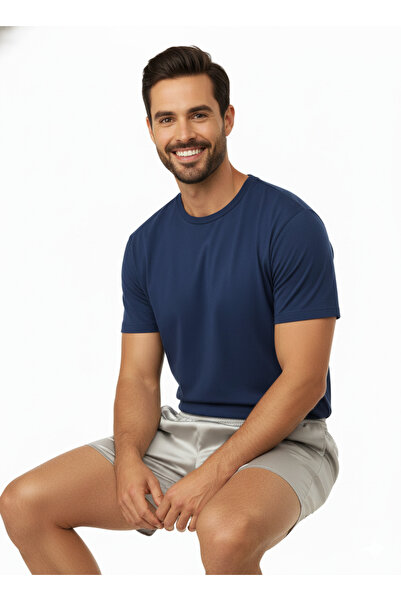 Oppland Men's Satin Fabric Shorts Solid Color Elastic Waistband No Pockets Relaxed Fit Lightweight Fabric