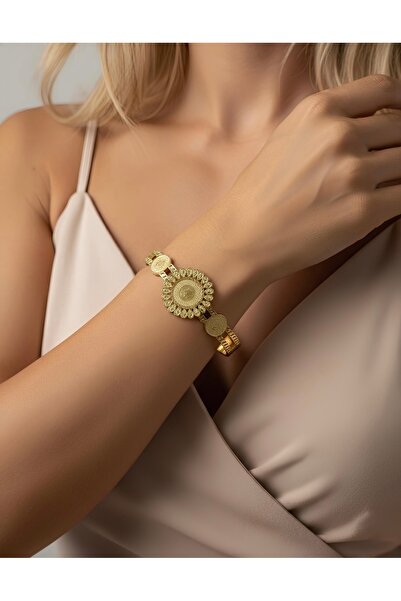 İNN JEWELLERY Çelik Kelepçe Bileklik Kararmaz Çeyrekli Figürlü (2 YIL İTHALATÇI GARANTİLİ)