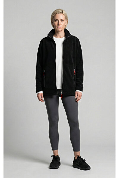 Cottonland Women's Scarlett Regular Fit Zip-Up Polar Fleece Jacket Black