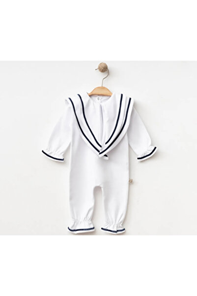 ATELİER GİZEM Baby Boy Sailor Jumpsuit White Navy Blue