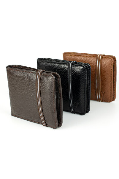 HKY Σετ ανδρικό πορτοφόλι και ζώνη από γνήσιο δέρμα