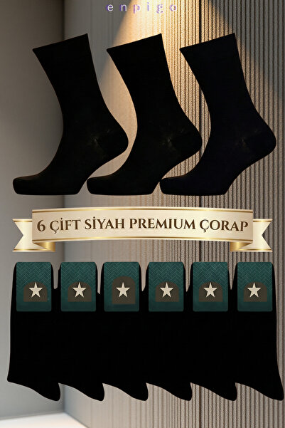 Enpigo Siyah Soket Çorap 6 lı Desensiz - Pamuklu