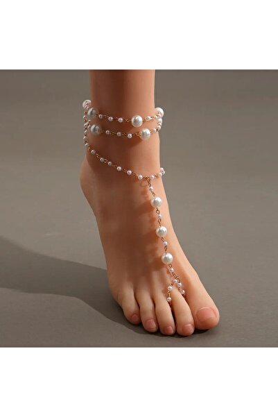 Shiklik Elegant Gold Color Pearl Women's Foot Anklet