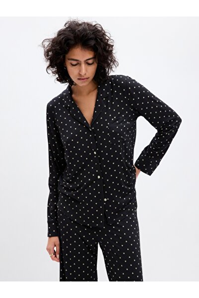 GAP Kadın Siyah Modal Pijama Üstü
