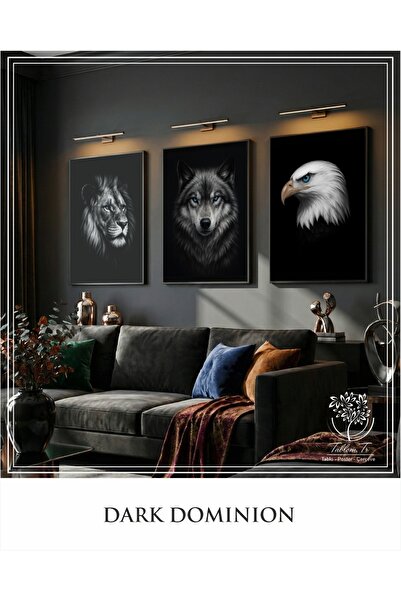 Tablomtr Dark Dominion - Dijital Baskılı Siyah Metal Çerçeveli Gerçek Camlı 3...
