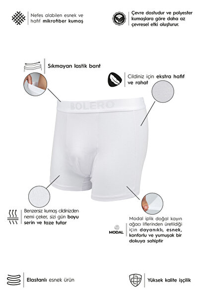 Bolero Micro Modal Erkek Boxer Beyaz