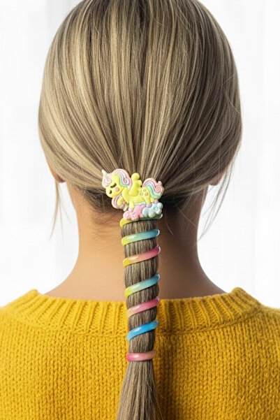 CAŞ DEKORASYON Yellow Color Unicorn Figured Spring Spiral Buckle