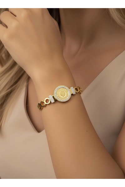 İNN JEWELLERY Çelik Kelepçe Bileklik Kararmaz Çeyrekli Figürlü (2 YIL İTHALATÇI GARANTİLİ)