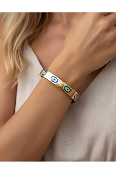 İNN JEWELLERY 316L Steel Bracelet with Evil Eye Figure (2 Years Importer Warranty)