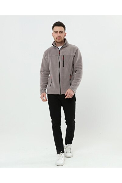 VEGA PORT Unisex ανοιχτό γκρι μπουφάν Bato γιακά με φερμουάρ 3 τσεπών εξωτερικού χώρου